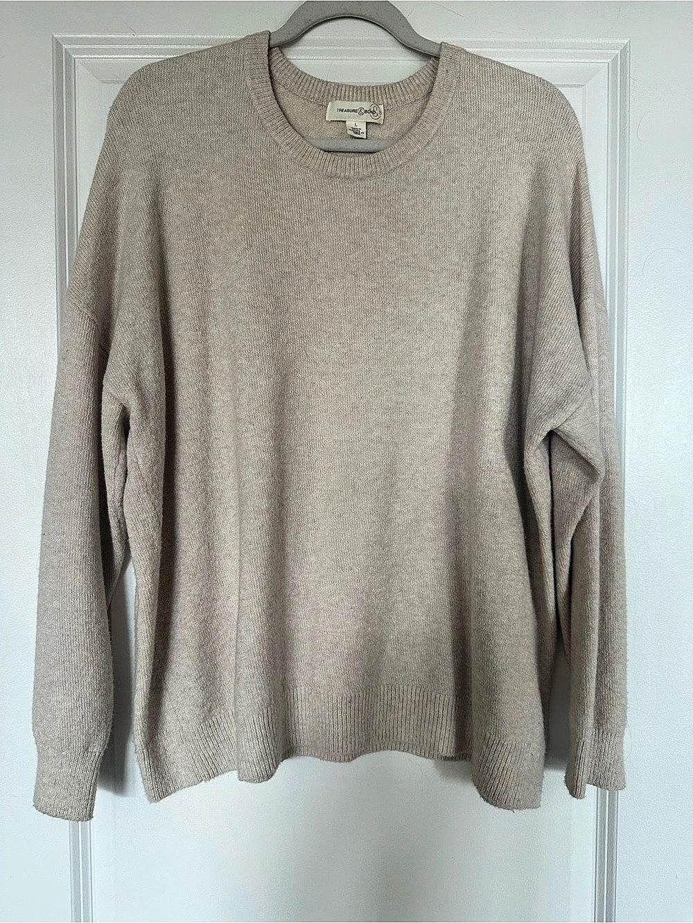 Treasure & Bond Organic Cotton Blend Crewneck Beige Sweater